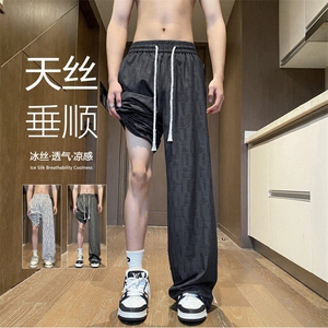 抖音品质夏季新款潮流格子百搭宽松冰丝裤B315-K25661-特P30控58图片