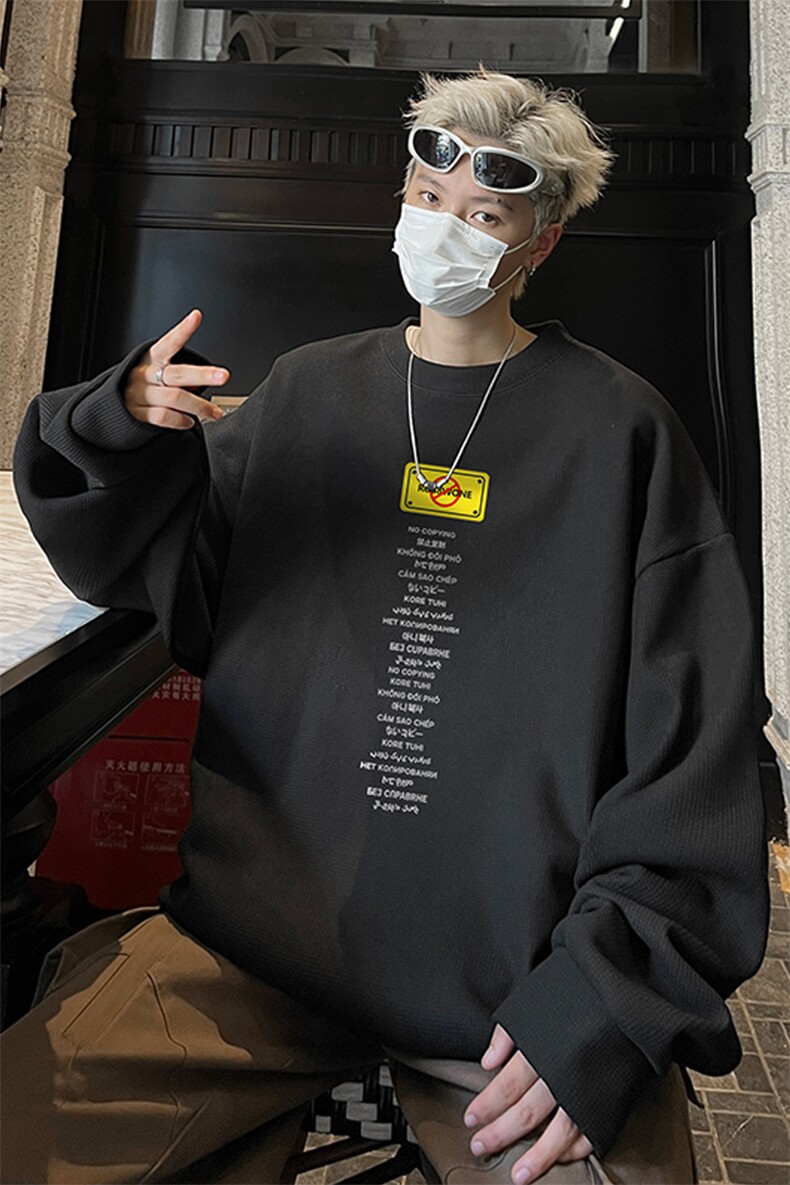 华夫格！华夫格上衣男圆领华夫格卫衣男大码长袖t恤男HY220-特P23,男装T恤,电商B367