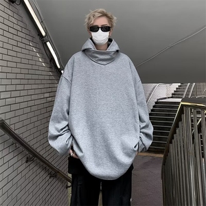 立领小众连帽卫衣男套头宽松百搭休闲上衣春秋情侣帽衫Q40/P52图片