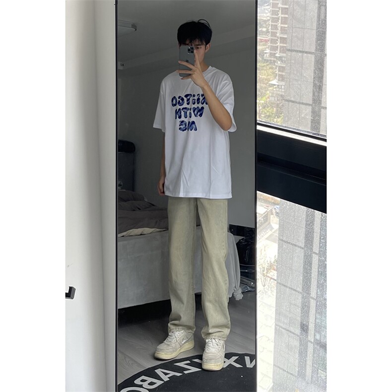 B221美式ins高街小众拉链直筒牛仔裤LK23028-P60控78,男装牛仔裤,电商B221