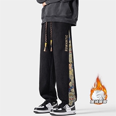 2023冬季新款无影墙大码加绒灯芯绒小熊卫裤M-5XHK23921-P50，男装休闲裤，电商A022