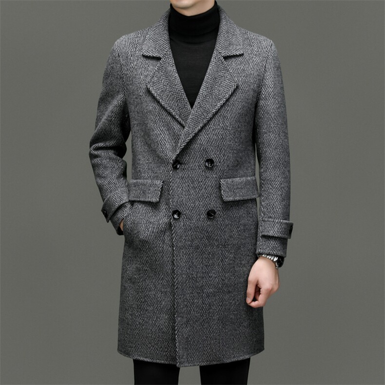 M3808-28钱塘2020-3冬季厚款商务休闲百搭中年男士毛呢外套P253，男装毛呢大衣，钱塘207-3