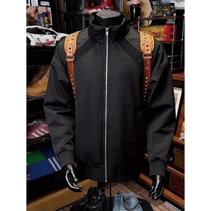 高品质春装新款老钱风美式高街解构立领棒球服飞行夹克潮休闲外套图片