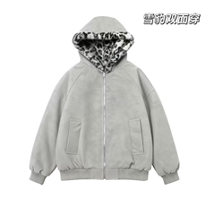有货DMF8228-批125双面穿豹纹荔枝纹PU皮座山豹加绒，男装卫衣，星座603-2