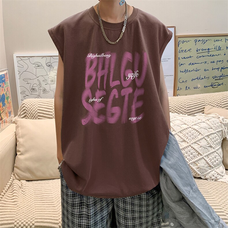 量大优供视频得物直播品质220克夏季纯棉背心无袖T恤WB98,男装T恤,电商A486