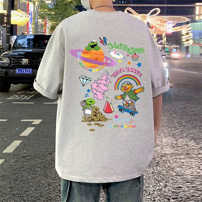 T811大码宽松纯棉运动圆领体恤衫oversize短袖T恤男重磅T,男装T恤,星座304A-1