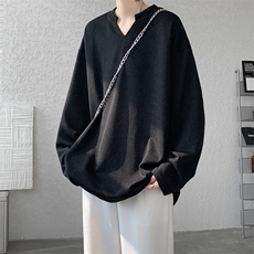 8XL-M长袖打底衫T恤V领针织体恤麦穗条卫衣加肥加大码TX3102特P35，男装T恤，电商B238
