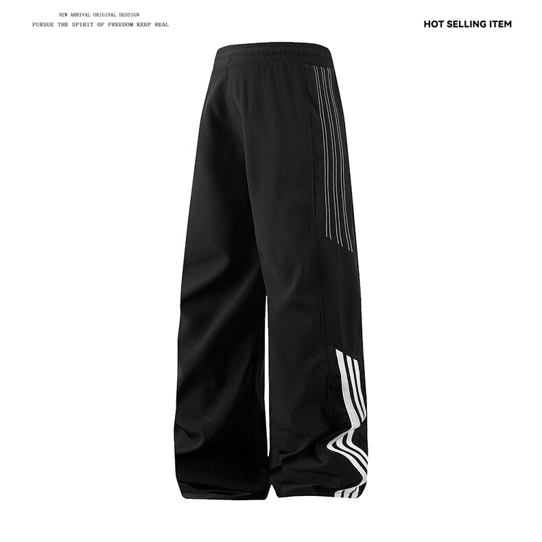 现货休闲百搭条纹拼接休闲裤情侣宽松男女潮运动裤子LG100-P36,女装休闲裤,星座1008