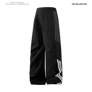 现货 休闲百搭条纹拼接休闲裤情侣宽松男女潮运动裤子LG100-P36图片
