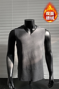 冬季双面德绒内衣打底男贴身保暖无骨缝合背心T24585-特P17控38图片