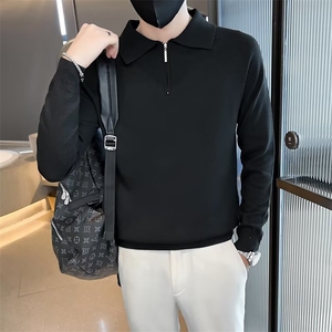 秋季半拉链针织衫套头毛衣男士痞帅高级感翻领长袖polo衫 S801图片