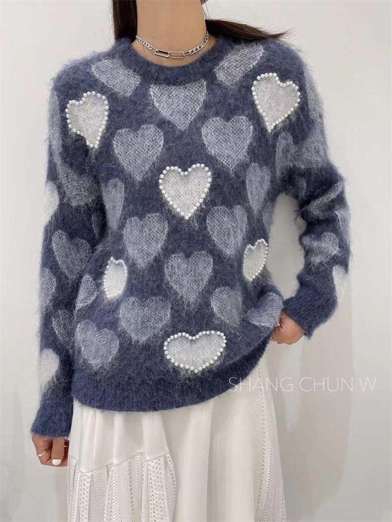 韩版爱心珍珠毛衣，女装针织衫/毛衣，SHANGCHUN·W 汪尚春