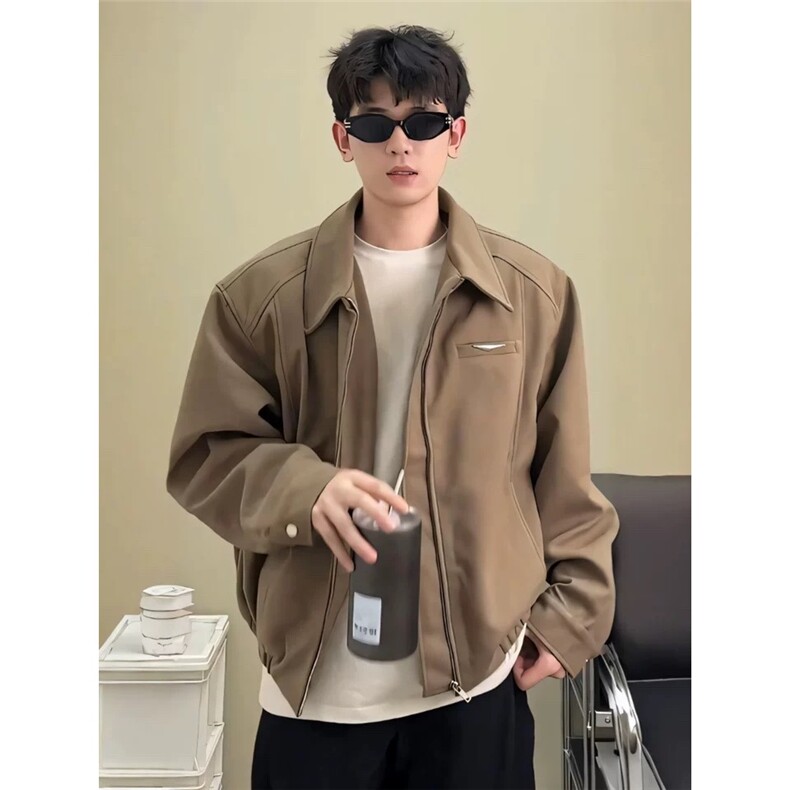 W644-P58 Cleanfit韩版设计感男行政夹克简约百搭斜纹双拉链图片