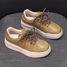 厚底真皮小白鞋女2024春秋季新款运动休闲板鞋懒人鞋复古女鞋潮鞋，女鞋休闲鞋，电商A223