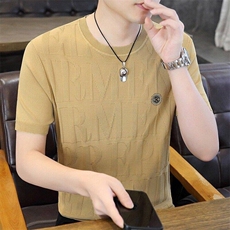 7970-P55夏季休闲时尚短袖毛衣男打底衫欧货T恤潮牌针织衫，男装T恤，电商D310B-1