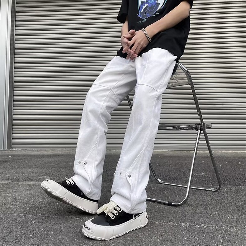 2024春夏新款牛仔裤长裤美式高阶纽扣拼接潮裤NZ7200-P48,男装休闲裤,星座1109-3