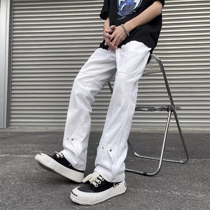 2024春夏新款牛仔裤长裤美式高阶纽扣拼接潮裤NZ7200-P48图片
