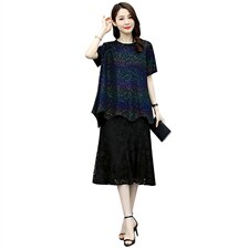 2021夏季新款时尚优雅气质圆领简约休闲舒适显瘦两件套，女装套装/套裙，香香