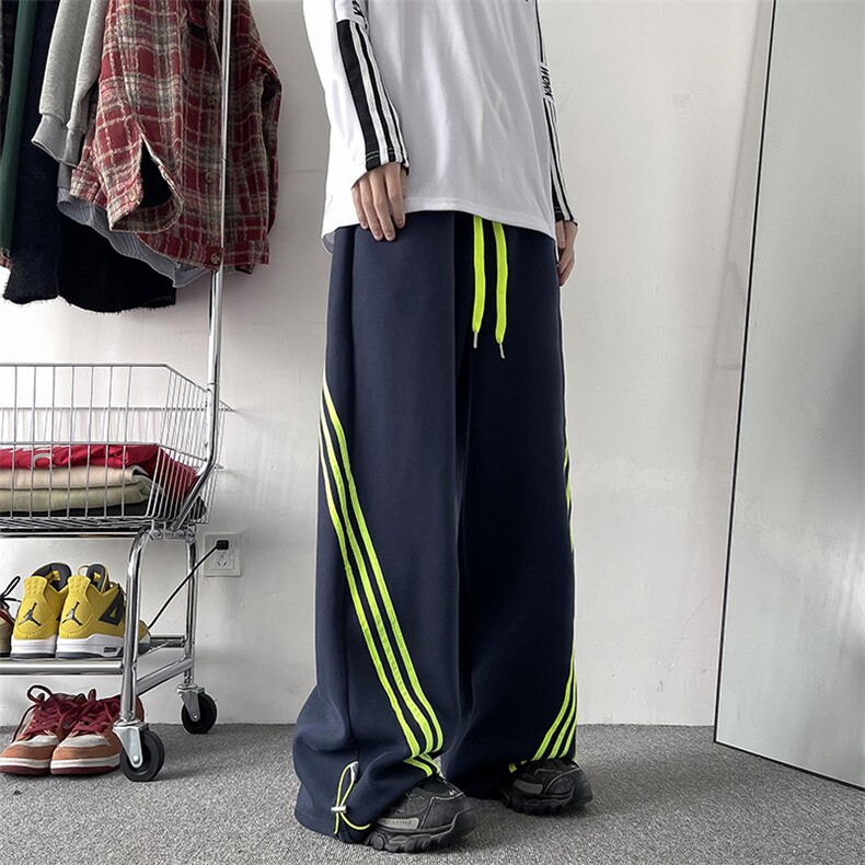 裤子男2024早春新款青少年美式高街vibe直筒宽松设计感运动休闲裤,男装休闲裤,星座410-7