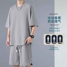2024夏季新款无影墙大码冰丝短袖套装M-5XHQ24505-P65，男装休闲套装，电商A022