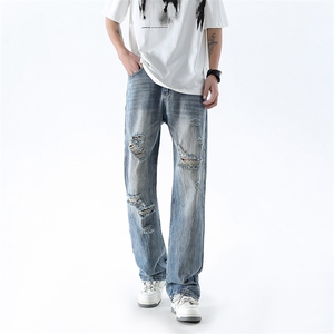 B221 美式ins高街暗黑小众夏季重工艺破洞牛仔裤LK24178-P65 控88图片
