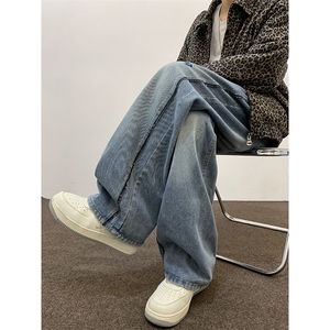 美式hiphop潮牌水洗牛仔裤男春季高街宽松阔腿老爹裤 K7622-P48图片