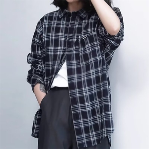 日系复古cityboy格子衬衫男长袖春秋款宽松情侣休闲外套LC655-p40图片