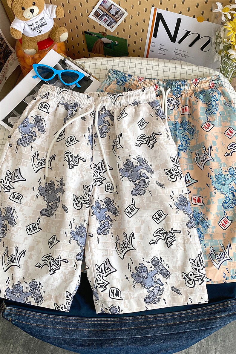 2023夏季新款港风摆拍大码花色休闲短裤M-5XHK21203-P25,男装休闲裤,电商A022
