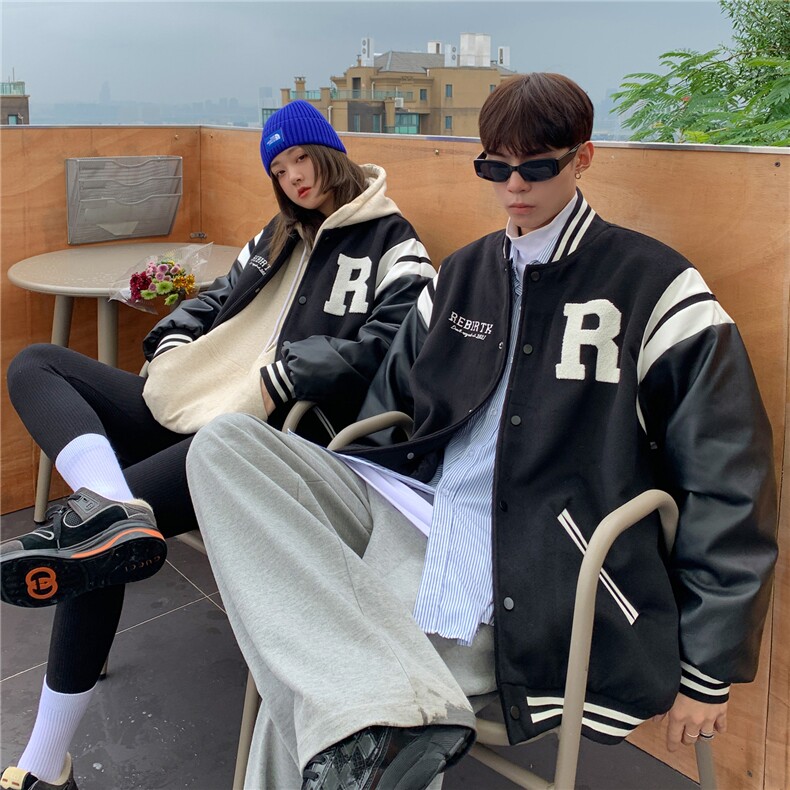 现货情侣装春装拼接毛巾绣棒球服夹克外套潮H686P118男,男装夹克,电商A341