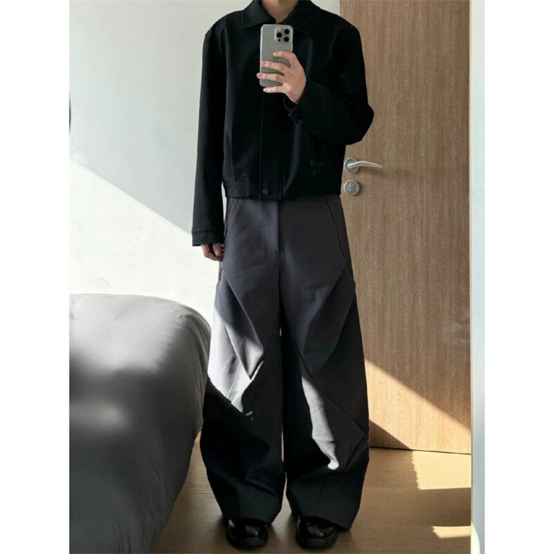 HR52LL-特P45cleanfit解构风西裤男垂坠感高级感裤子,男装休闲裤,星座1007（原301D）