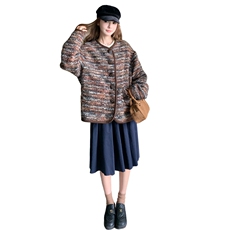 咖色条纹小香风外套女小个子2025秋新款法式百搭减龄今年流行开衫，女装短外套，2C323