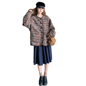 咖色条纹小香风外套女小个子2025秋新款法式百搭减龄今年流行开衫图片