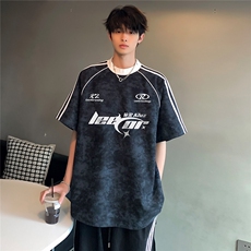 高级百搭休闲扎染痞帅潮牌时尚短袖T恤学生男款上衣T338-P38，男装T恤，电商C307