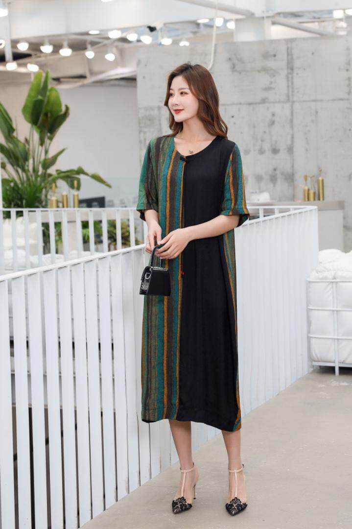 夏季大版妈妈款香云丝连衣裙，女装连衣裙，矢口日慧