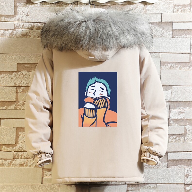 MM48042-P130 冬季大毛领衣男士大码加厚袄男服 砖墙图片