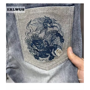 轻奢刺绣破洞补丁牛仔短裤男潮牌高级感5分裤青年痞帅半腿五分裤图片