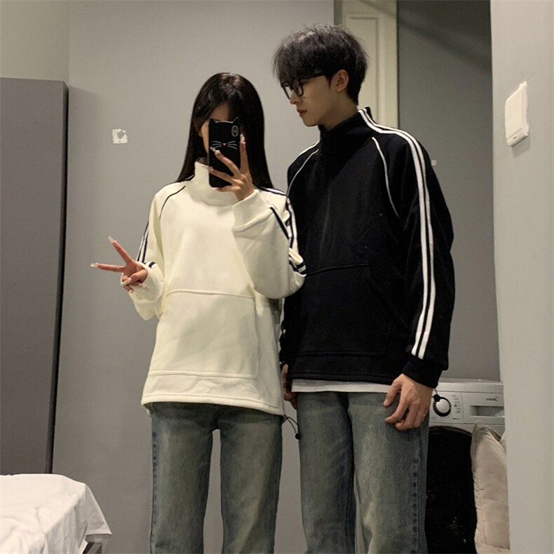 抖音得物高品质二开25秋冬美式高街重磅结构织带高领立领卫衣W66,男装卫衣,电商A486