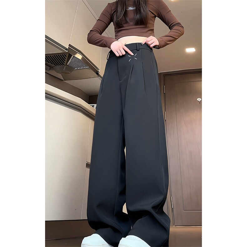 特批P40无差价2025春季马吉拉刺绣西裤男褶皱宽松中性直筒裤K5609,男装休闲裤,电商A001