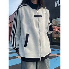 抖音得物高品质26春装美式高街结构拼接织带翻领卫衣夹克开衫外套，男装夹克，电商A443