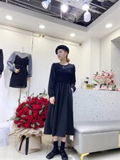 秋季新款毛线拼接连衣裙，女装连衣裙，时尚秀衣阁