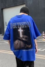 B239-1087-P25发光十字架印花暗黑系重磅落肩袖短袖T恤美式，男装T恤，星座514-2(原B239)