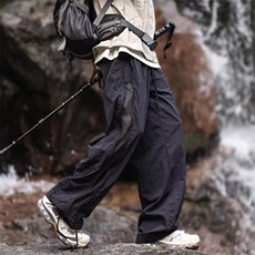 侧边拉链网格休闲裤男款夏季透气运动裤宽松阔腿直筒裤GA138-P45，女装休闲裤，星座208-5