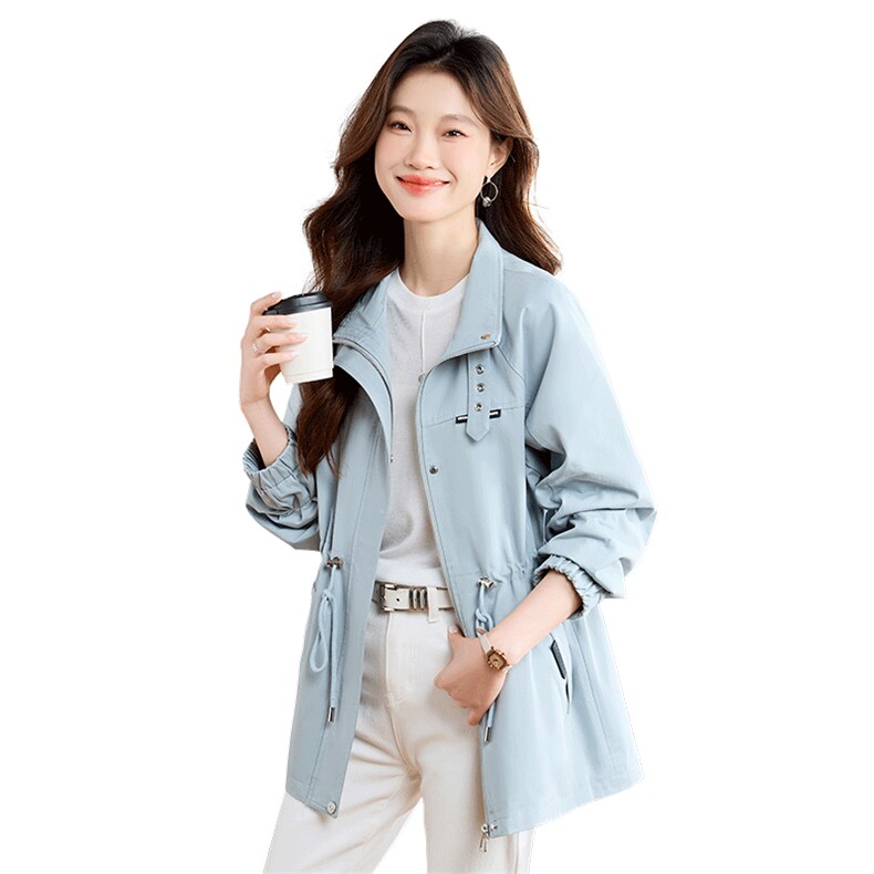 开春外套女休闲中长款2025新款时尚气质收腰显瘦春秋百搭风衣夹克,女装短外套,丽影随形