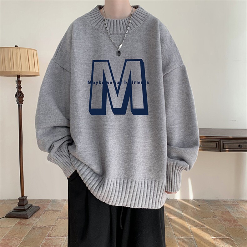 半高领毛衣男士大码针织衫男毛线衣男M18260-P45加绒款-P65,男装针织衫/毛衣,电商A040