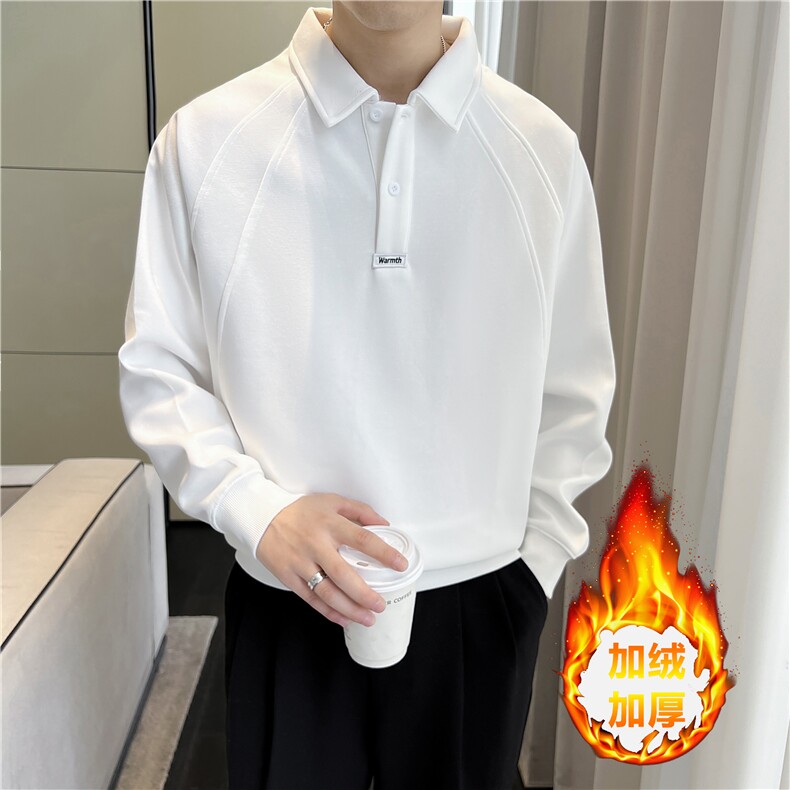 盗图-简约宽松韩版长袖Polo衫外穿上衣MZ30H/P70控105图片
