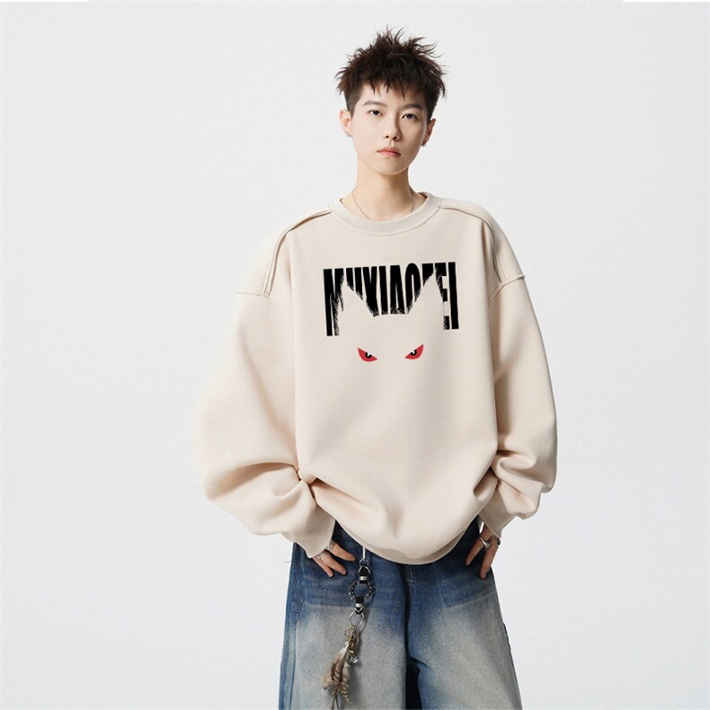 得物供货、重磅420克现货圆领卫衣宽松HD019-1-WY2535LL-P35,男装卫衣,电商019-1