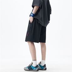 透气拉链设计冰丝短裤男夏款2025新款中裤815A-DK26-P40控68，男装牛仔裤，星座815A