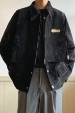 老钱风复古雪尼尔假两件夹克男痞帅宽松短款外套秋冬季HN61特P75，男装夹克，星座512-1（原513-3）