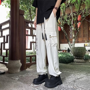 新中式冰丝裤男士直筒垂感长裤痞帅免烫垂感孔雀斜潮 K2828图片