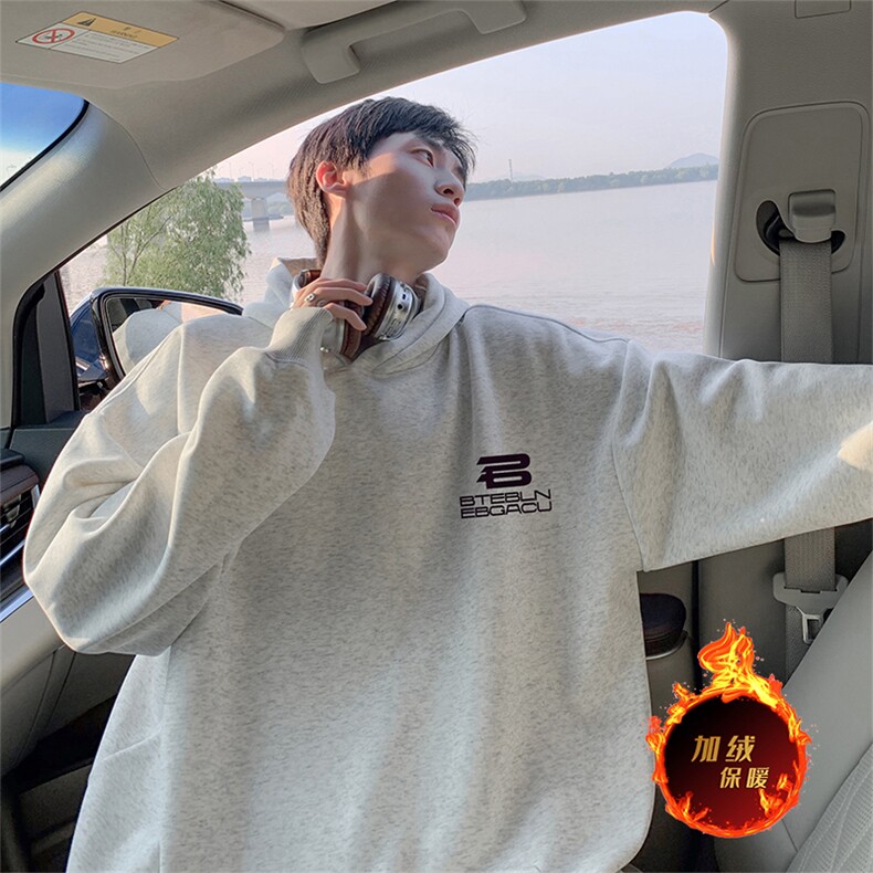 抖音得物供货可提供视频秋冬重磅美式宽松连帽卫衣WKD33,男装卫衣,电商A486